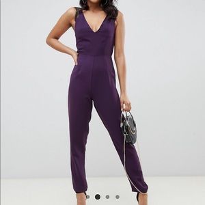 Lace trim peg leg jumpsuit